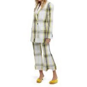 MSGM Yellow and Black Pantsuit with Wide-Leg Silhouette